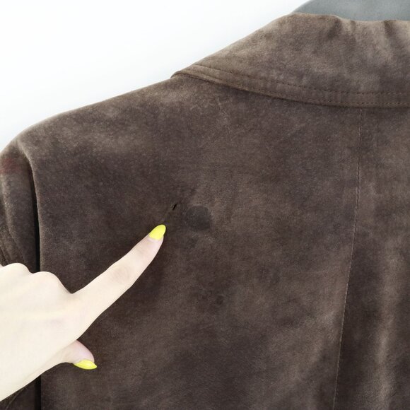 Cezani Leather Suede Overcoat Men L Brown Professor Literary Distinguished Retro - Picture 9 of 16